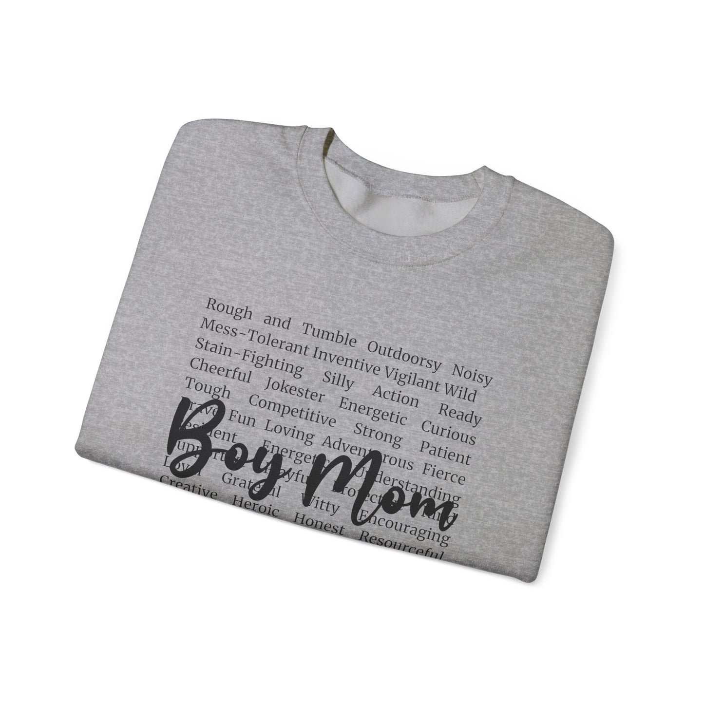 Boy Mom Crewneck Sweatshirt — Script Text Design for Proud Mothers