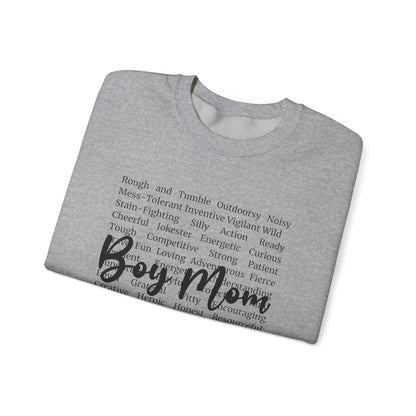 Boy Mom Crewneck Sweatshirt — Script Text Design for Proud Mothers