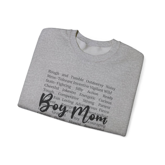 Boy Mom Crewneck Sweatshirt — Script Text Design for Proud Mothers