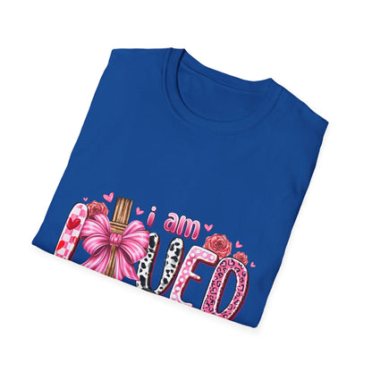 I Am Loved John 3:16 T-Shirt — Pink Floral Christian Faith Tee