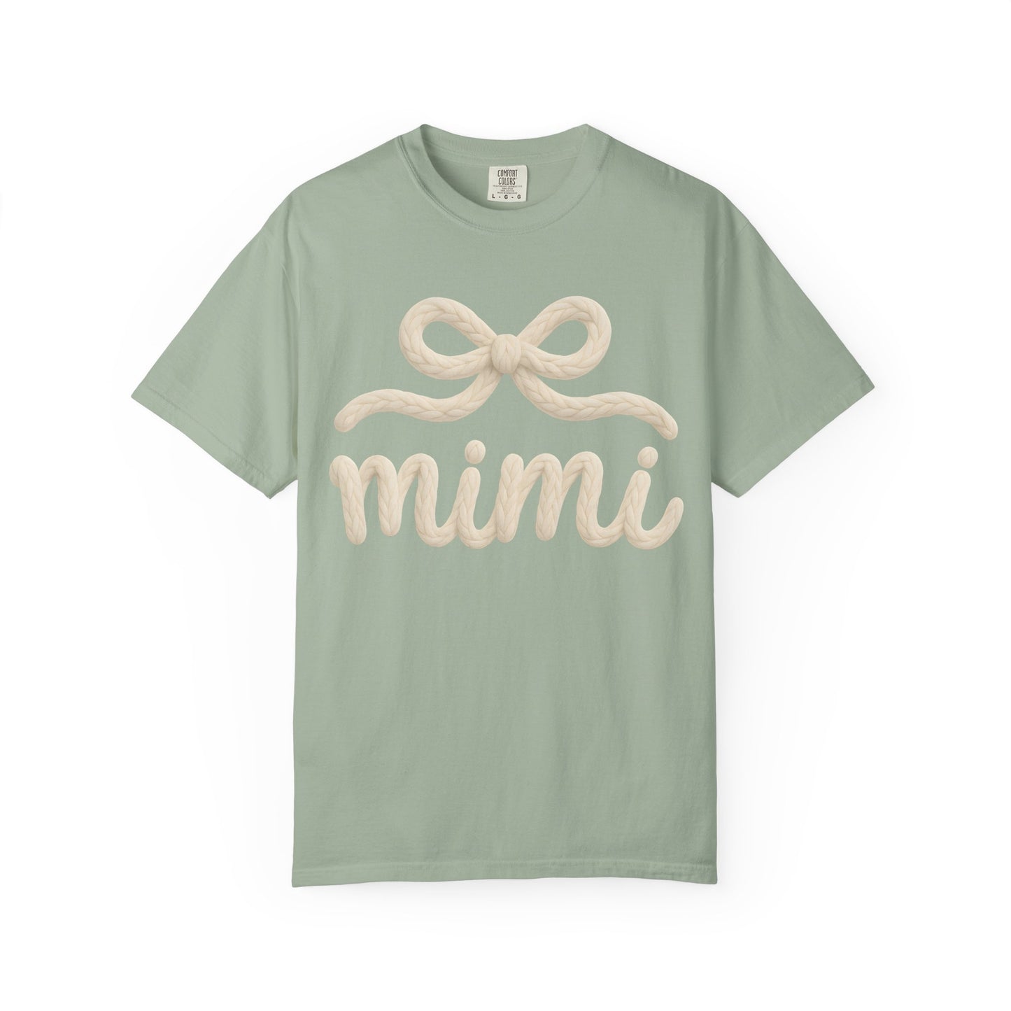 Mimi Bow Script T-Shirt — Soft Cream Knit Lettering Gift Tee