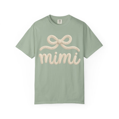 Mimi Bow Script T-Shirt — Soft Cream Knit Lettering Gift Tee