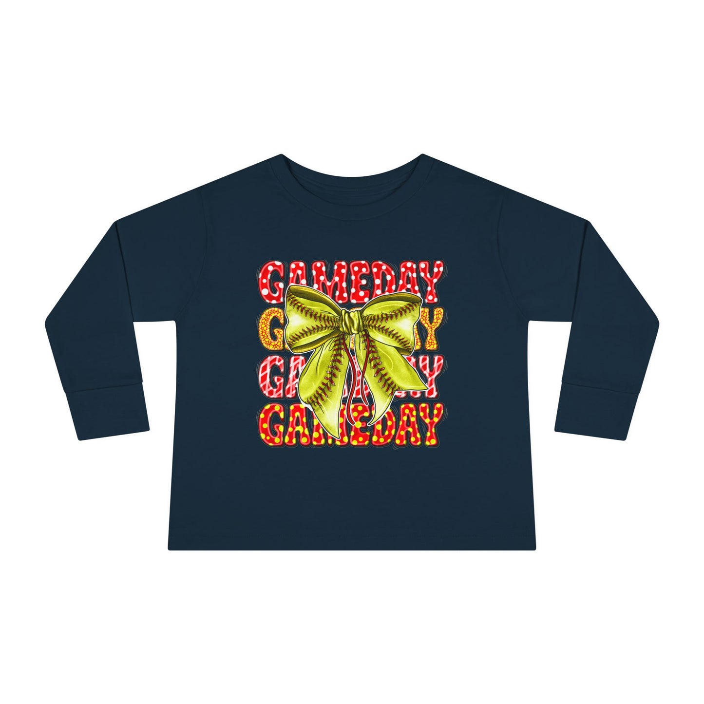 Gameday Toddler Long Sleeve Tee – Cheer Bow Football Fan Shirt