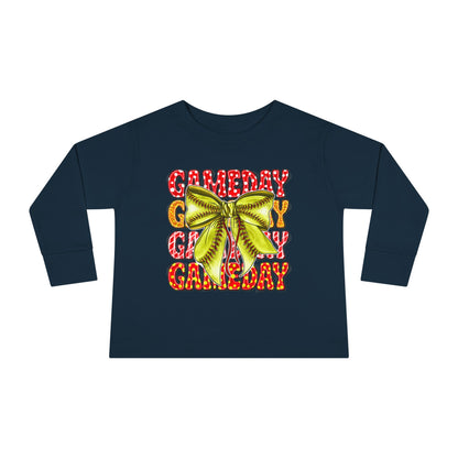 Gameday Toddler Long Sleeve Tee – Cheer Bow Football Fan Shirt