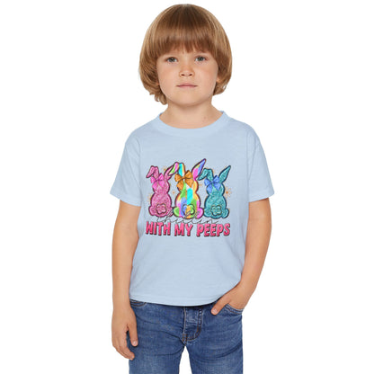 Toddler T-Shirt "With My Peeps" Colorful Easter Bunny Crew