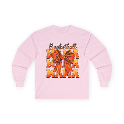 Basketball Mama Long Sleeve Tee — Orange Bow Mom Shirt