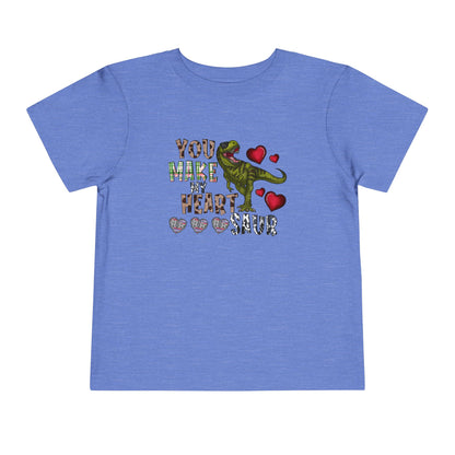 Toddler Tee — "You Make My Heart-Saur" Dinosaur Valentine Shirt