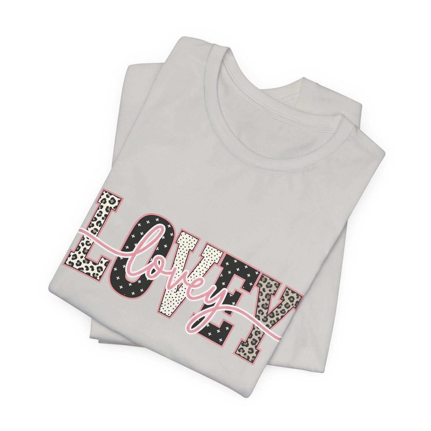 Lovey Mom T-Shirt — 'Lovely' Script Over 'MOM' Leopard Print Tee