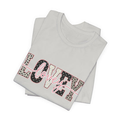 Lovey Mom T-Shirt — 'Lovely' Script Over 'MOM' Leopard Print Tee