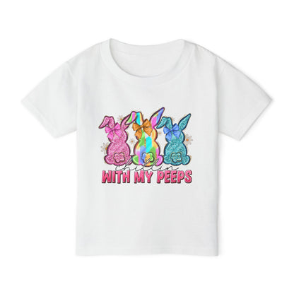 Toddler T-Shirt "With My Peeps" Colorful Easter Bunny Crew