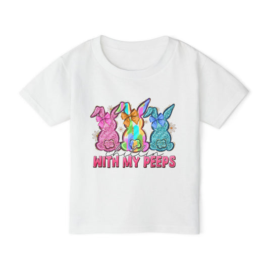 Toddler T-Shirt "With My Peeps" Colorful Easter Bunny Crew