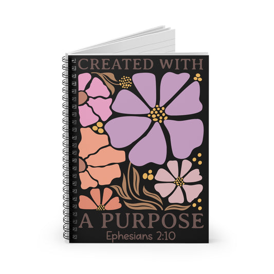 Notebook — "Created With A Purpose" Floral Journal (Ephesians 2:10)
