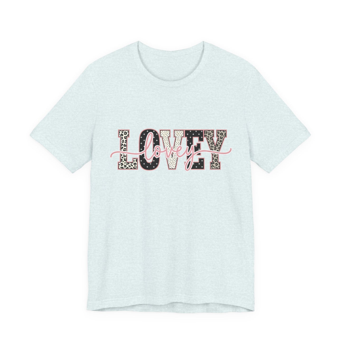 Lovey Mom T-Shirt — 'Lovely' Script Over 'MOM' Leopard Print Tee
