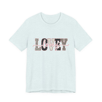Lovey Mom T-Shirt — 'Lovely' Script Over 'MOM' Leopard Print Tee
