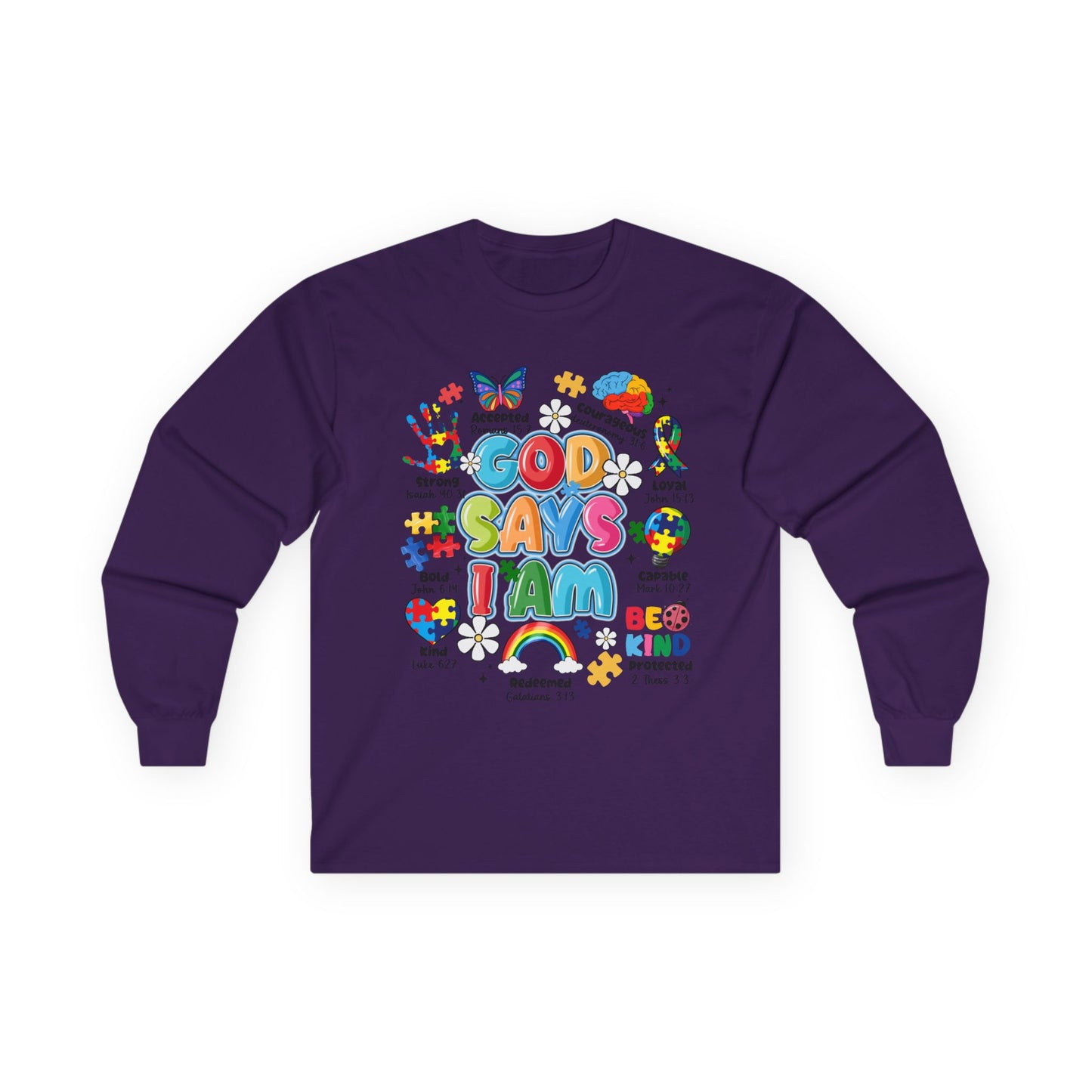God Says I Am Long Sleeve Tee — Positive Christian Kids Faith Shirt