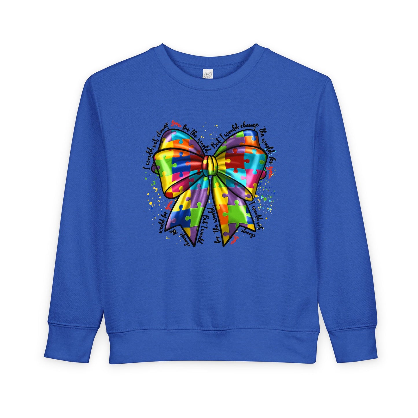 Rainbow Bow Toddler Sweatshirt — Colorful Tie-Dye Bow Graphic for Kids