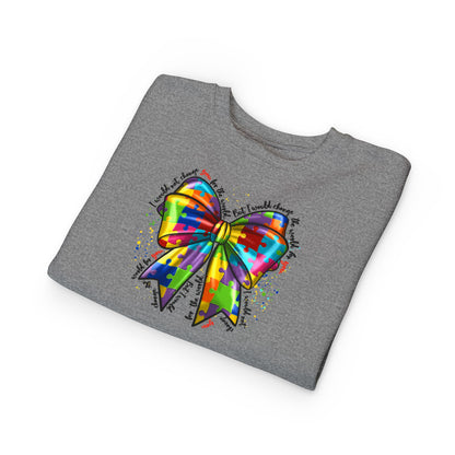 Rainbow Bow Toddler Sweatshirt — Colorful Tie-Dye Bow Graphic for Kids