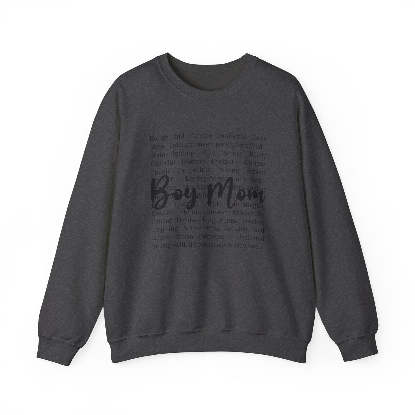 Boy Mom Crewneck Sweatshirt — Script Text Design for Proud Mothers