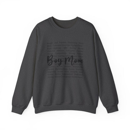 Boy Mom Crewneck Sweatshirt — Script Text Design for Proud Mothers
