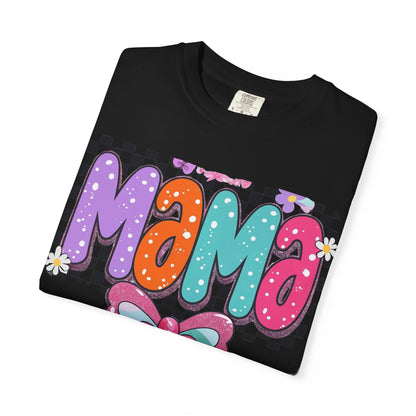 Mama Graphic T-Shirt — Colorful Retro Bow Design- COMFORT COLORS
