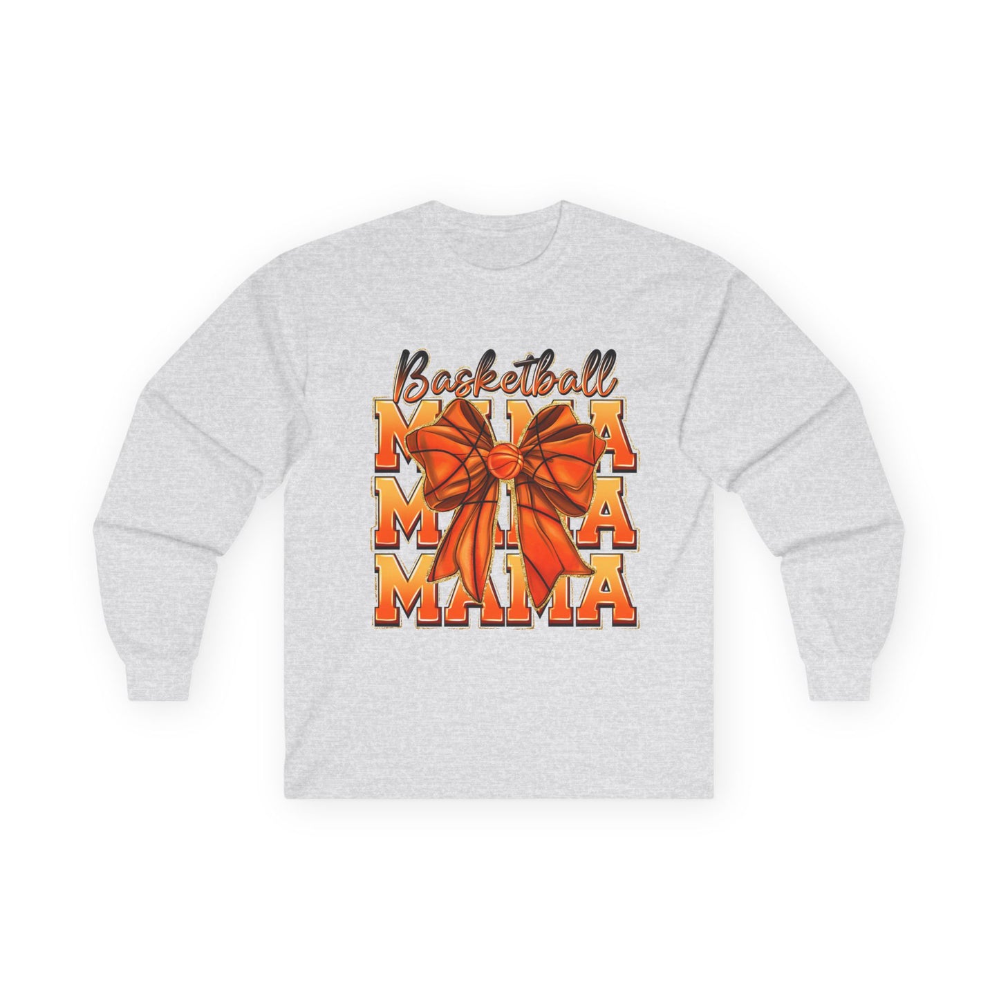 Basketball Mama Long Sleeve Tee — Orange Bow Mom Shirt