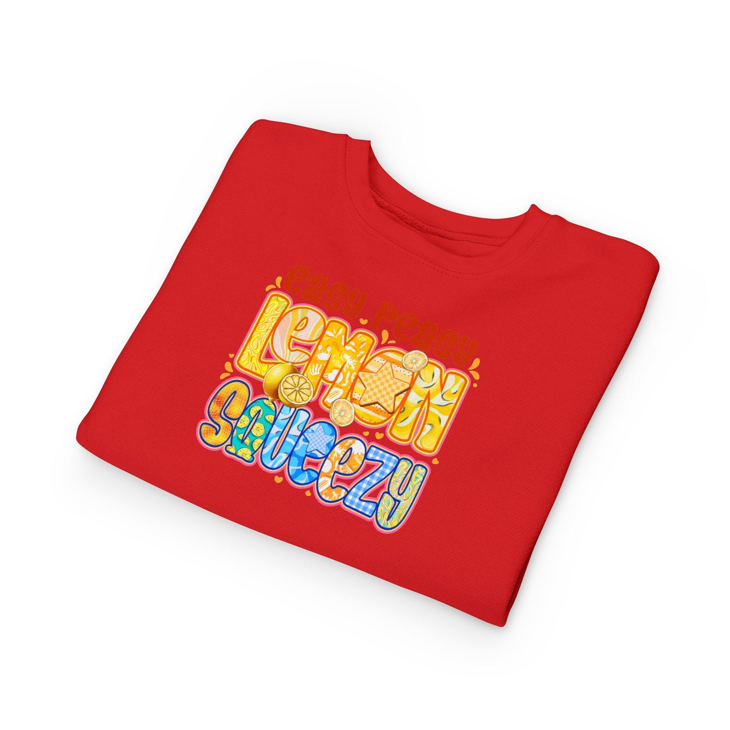 Toddler Sweatshirt - "Easy Peasy Lemon Squeezy" Colorful Retro Graphic