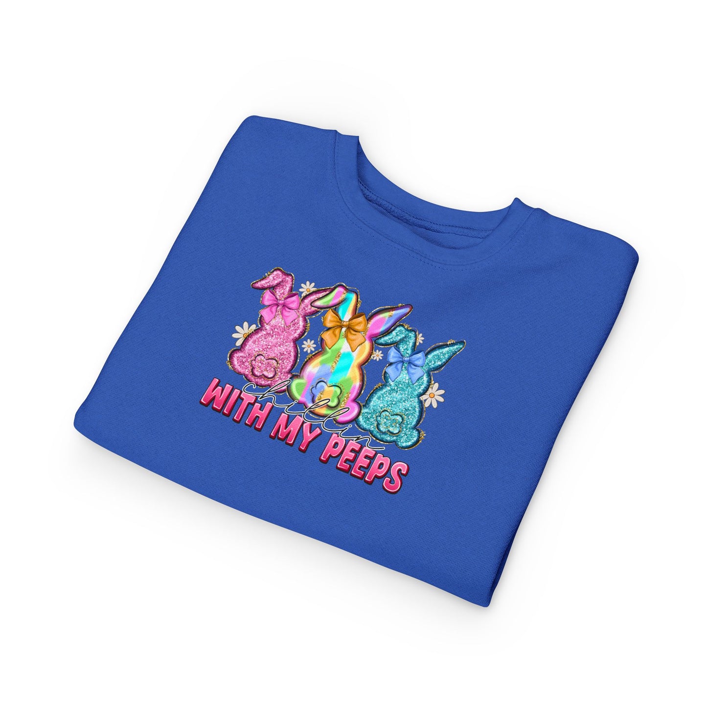 Toddler Sweatshirt - "With My Peeps" Colorful Easter Bunny Crewneck