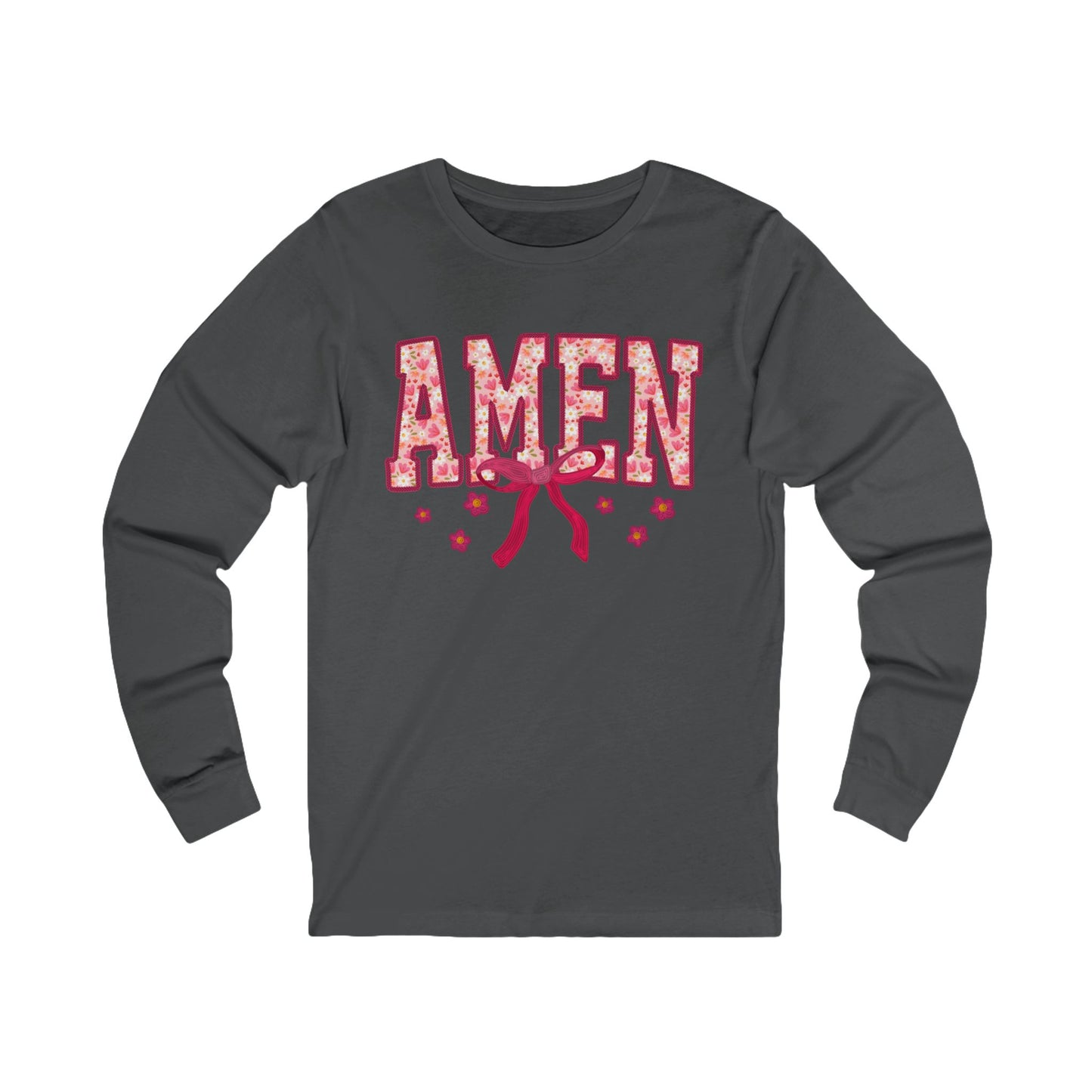 Amen Floral Long Sleeve Tee — Christian Faith Graphic Shirt