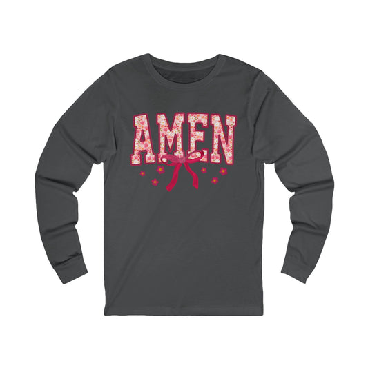 Amen Floral Long Sleeve Tee — Christian Faith Graphic Shirt