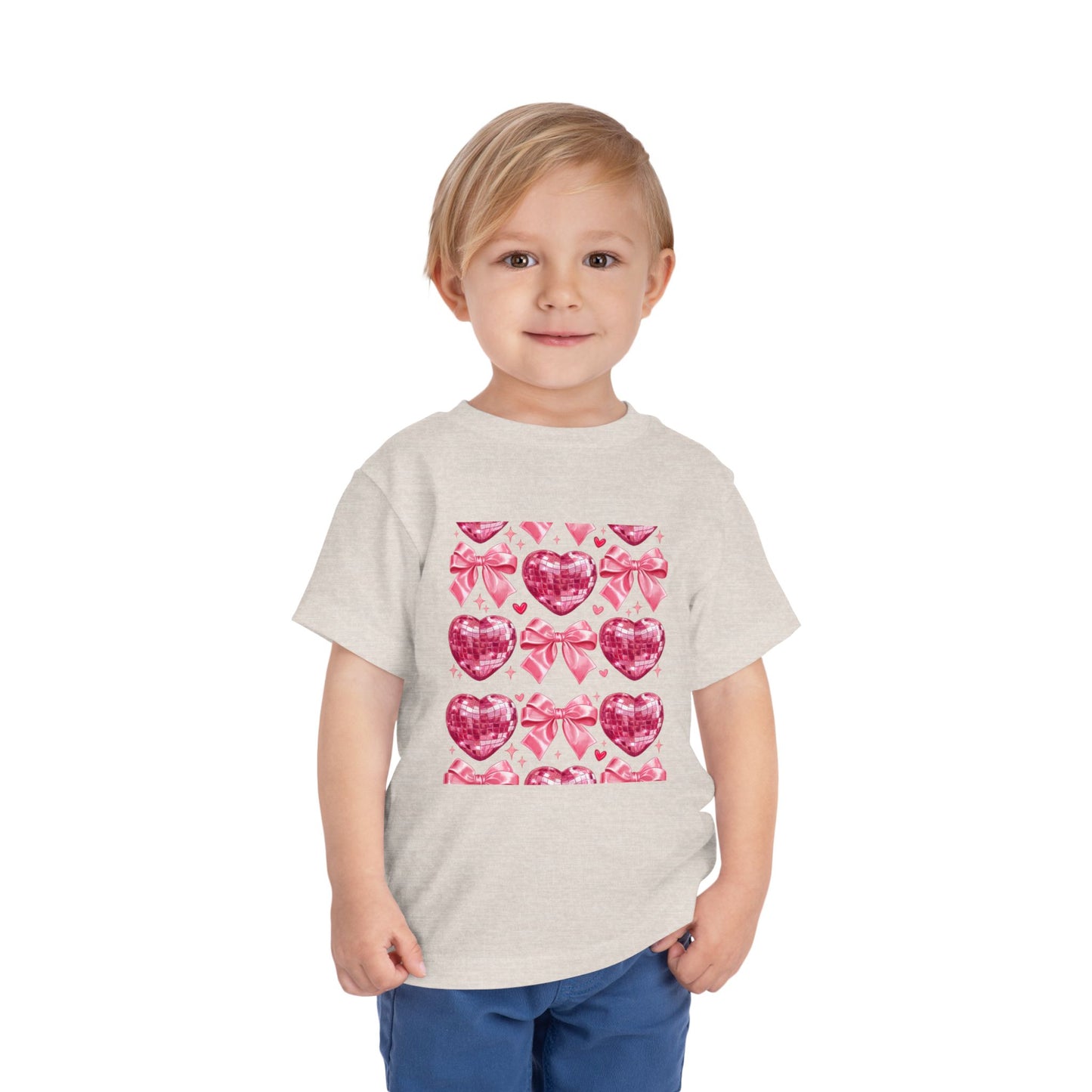Toddler Tee - Pink Heart & Bow Pattern Valentine Shirt
