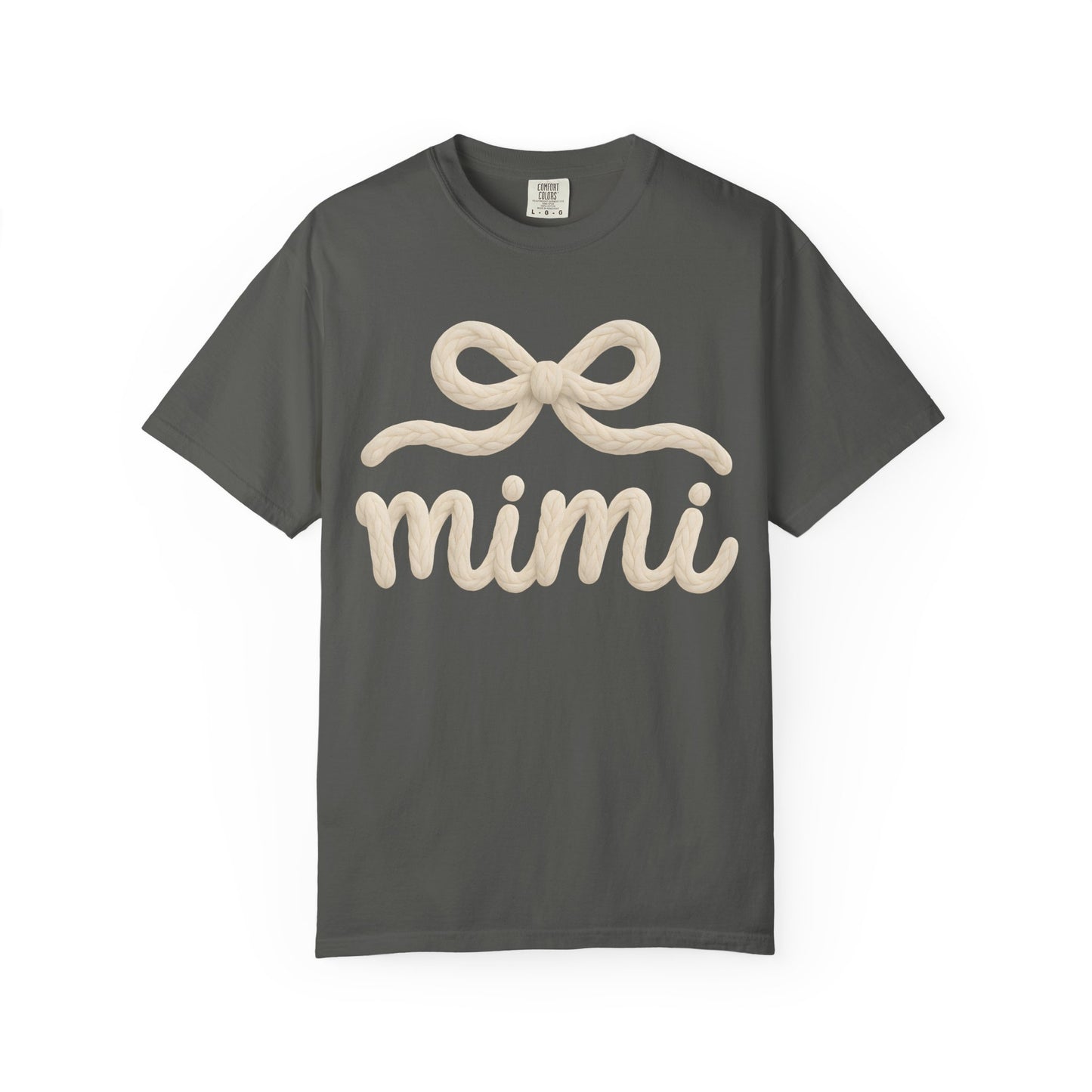 Mimi Bow Script T-Shirt — Soft Cream Knit Lettering Gift Tee
