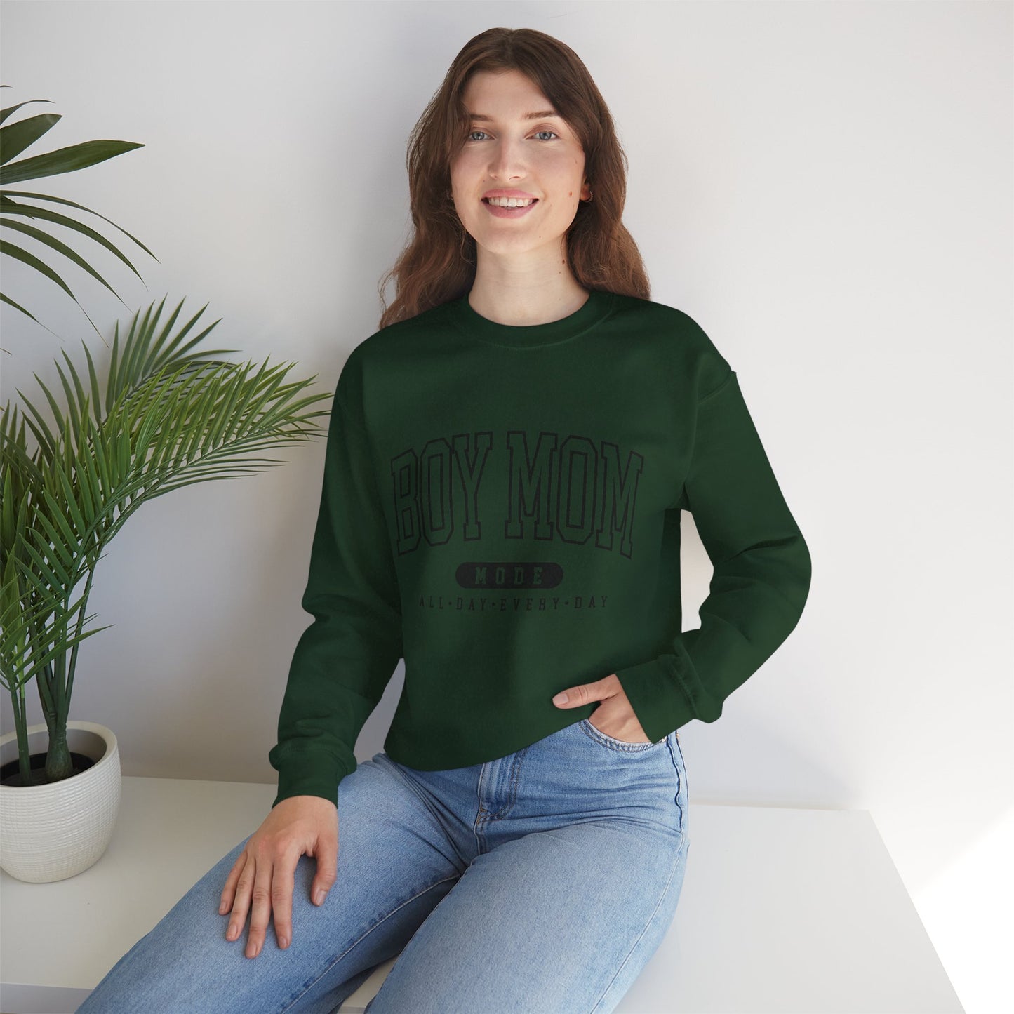 Boy Mom Crewneck Sweatshirt – "Boy Mom Mode: All Day Every Day"