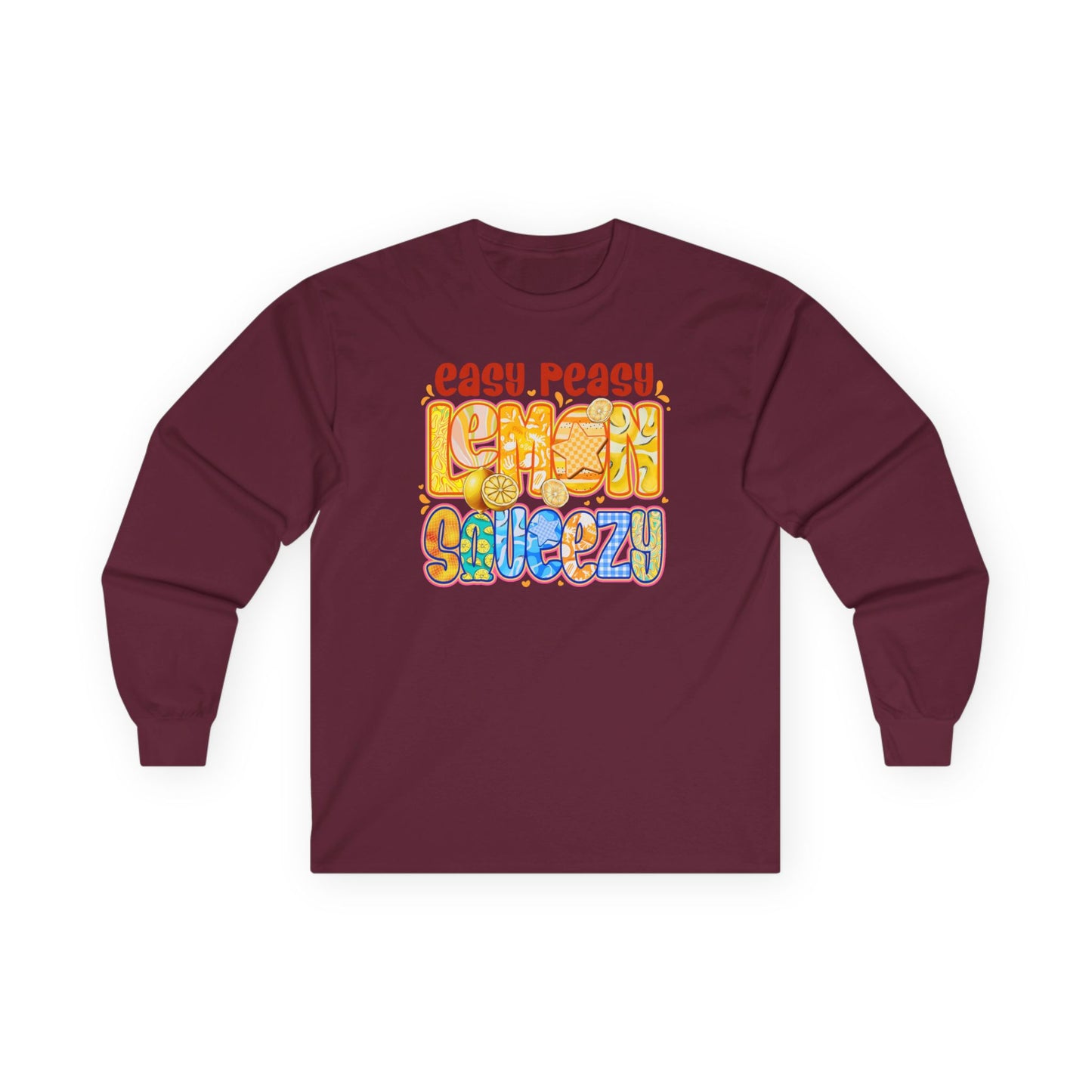Easy Peasy Lemon Squeezy Long Sleeve Tee — Retro Colorful Graphic Shirt