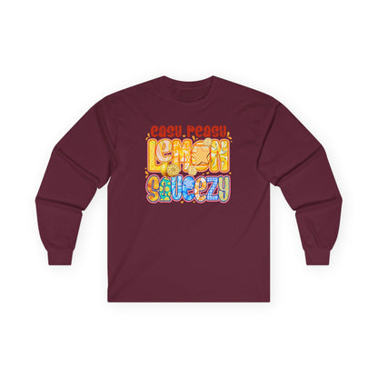 Easy Peasy Lemon Squeezy Long Sleeve Tee — Retro Colorful Graphic Shirt