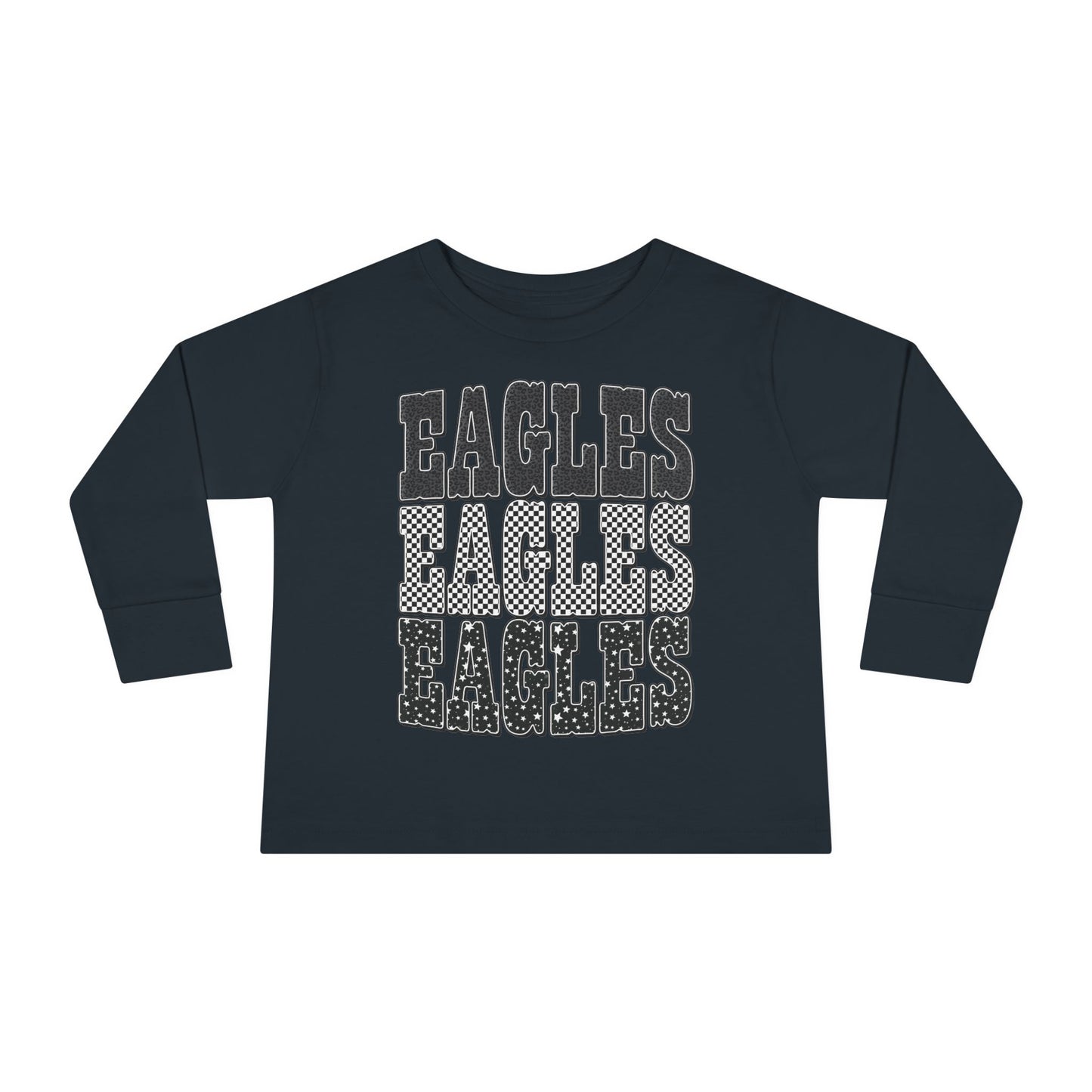 Toddler Long Sleeve Tee - 'EAGLES' Stacked Sport Graphic