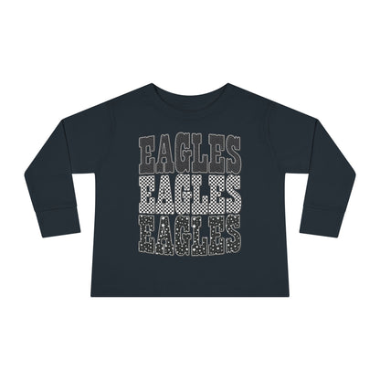 Toddler Long Sleeve Tee - 'EAGLES' Stacked Sport Graphic