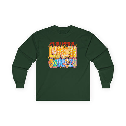 Easy Peasy Lemon Squeezy Long Sleeve Tee — Retro Colorful Graphic Shirt