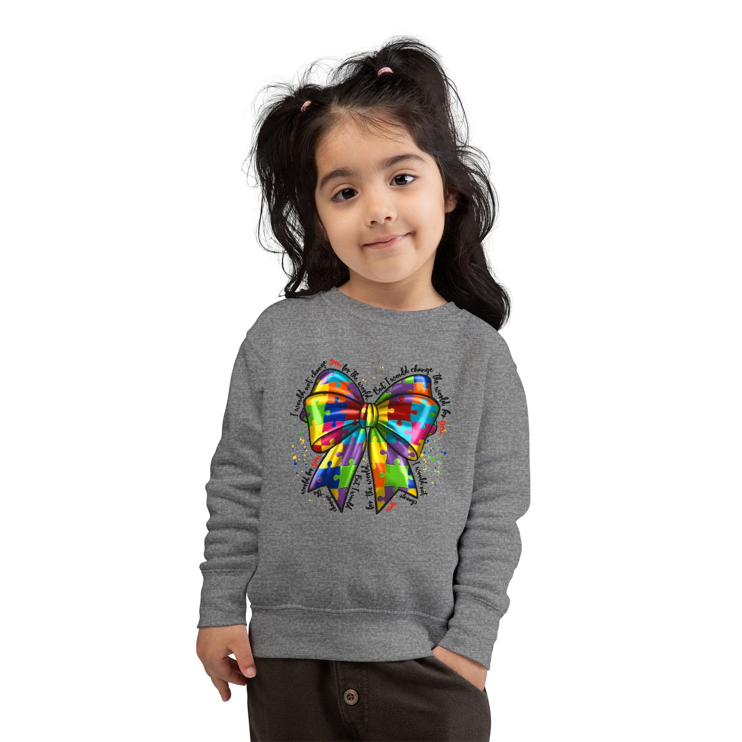 Rainbow Bow Toddler Sweatshirt — Colorful Tie-Dye Bow Graphic for Kids