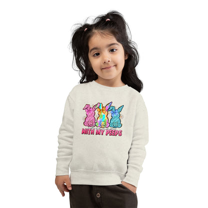Toddler Sweatshirt - "With My Peeps" Colorful Easter Bunny Crewneck