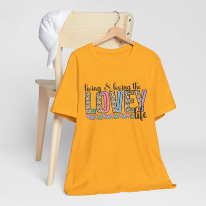Living & Loving the LOVE Life T-Shirt — Colorful Leopard Print Hearts Tee