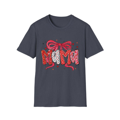Mama Heart Graphic T-Shirt — Cute Floral ‘MAMA’ Design with Ribbon (Mother’s Day Gift)