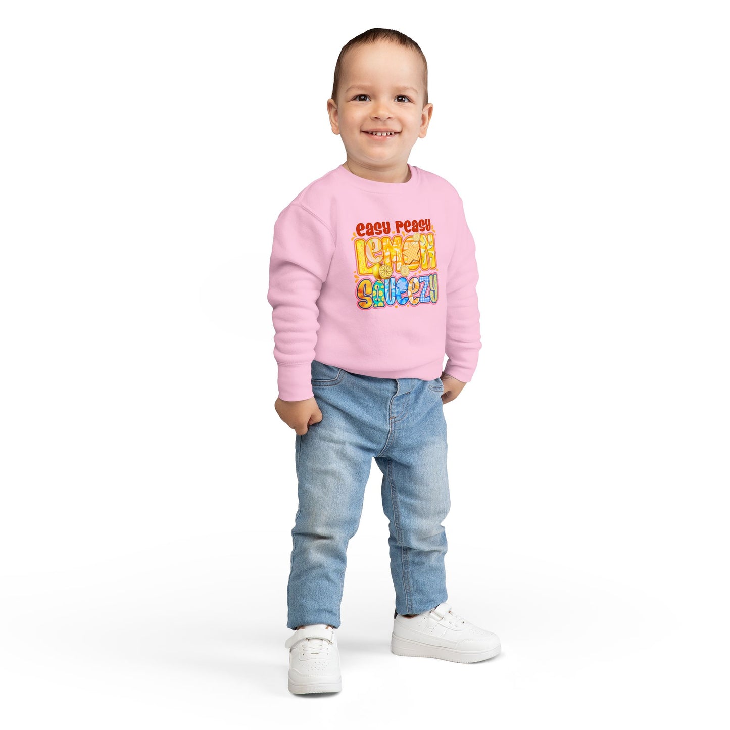 Toddler Sweatshirt - "Easy Peasy Lemon Squeezy" Colorful Retro Graphic