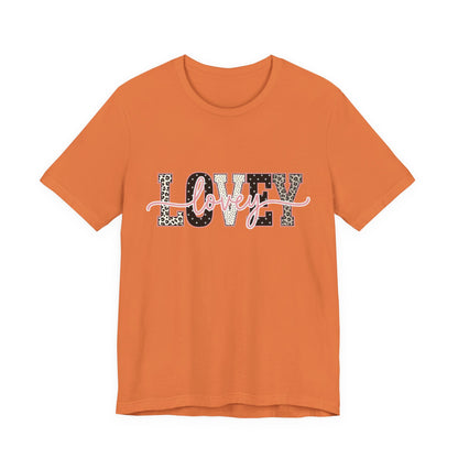 Lovey Mom T-Shirt — 'Lovely' Script Over 'MOM' Leopard Print Tee