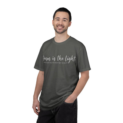 Jesus Is the Light T-Shirt — "Walk by Faith Not by Sight" Christian Tee- comfort colors