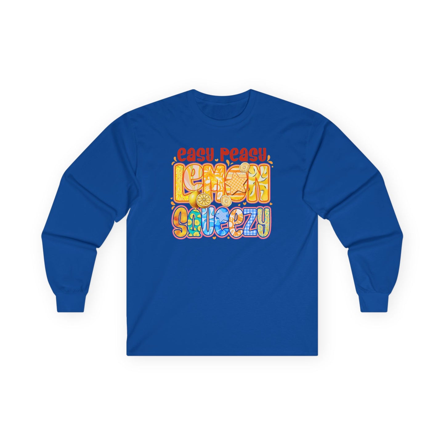Easy Peasy Lemon Squeezy Long Sleeve Tee — Retro Colorful Graphic Shirt