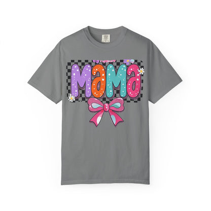 Mama Graphic T-Shirt — Colorful Retro Bow Design- COMFORT COLORS