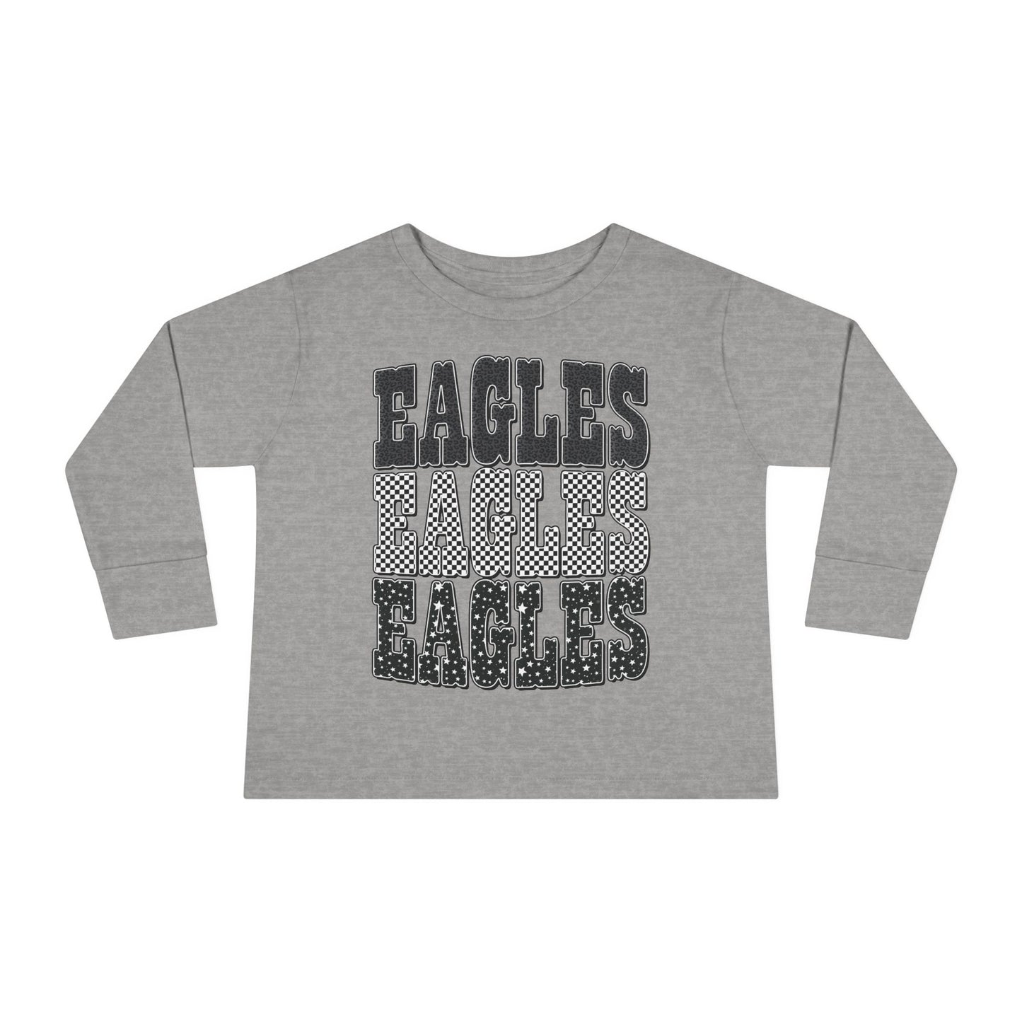 Toddler Long Sleeve Tee - 'EAGLES' Stacked Sport Graphic
