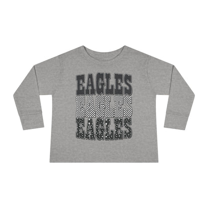 Toddler Long Sleeve Tee - 'EAGLES' Stacked Sport Graphic