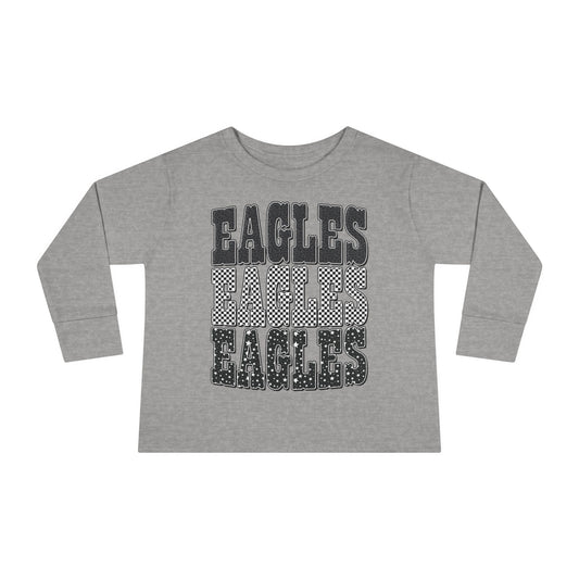 Toddler Long Sleeve Tee - 'EAGLES' Stacked Sport Graphic