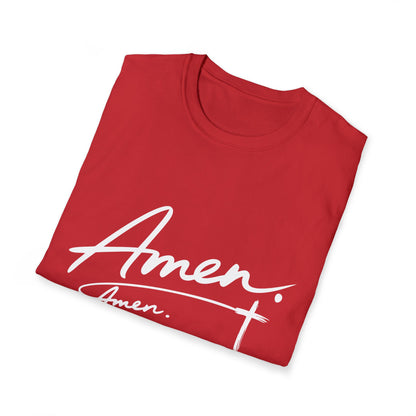 Amen Script T-Shirt — Faith-Inspired Christian Tee with Cross